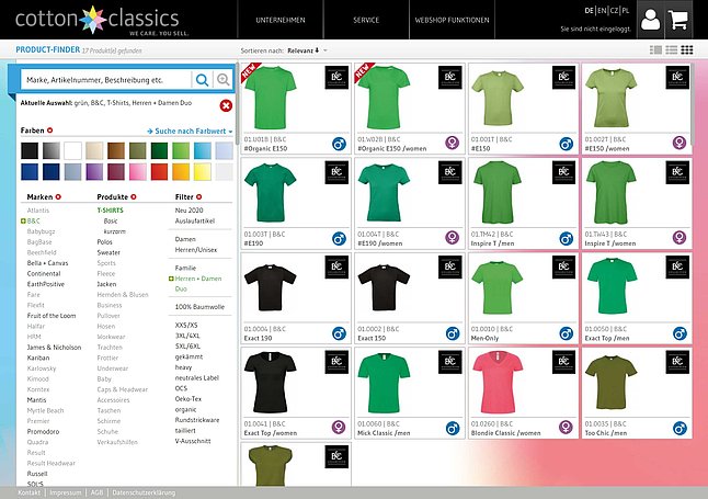 Screenshot komplexe Facettensuche