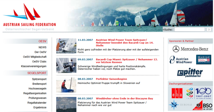 Screenshot OeSV-Website 2007