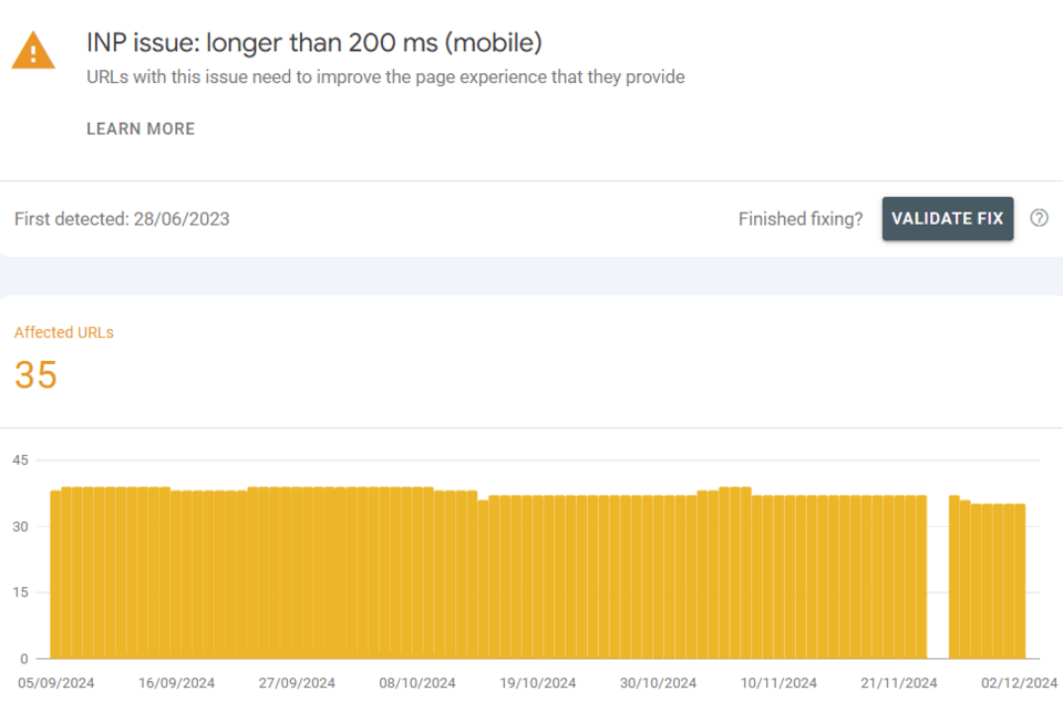 Probleme mit der Interaction to next Paint in der Google Search Console Probleme mit der Interaction to next Paint in der Google Search Console