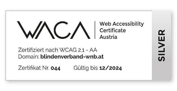 WACA Zertifizierung Silber WACA Zertifizierung Silber