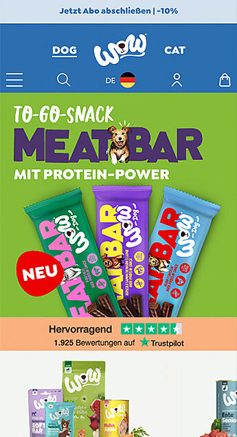 Mobilansicht Wow Webshop.