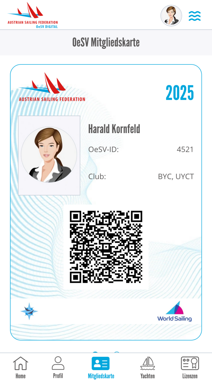 Mobilansicht der Migliedskarte.