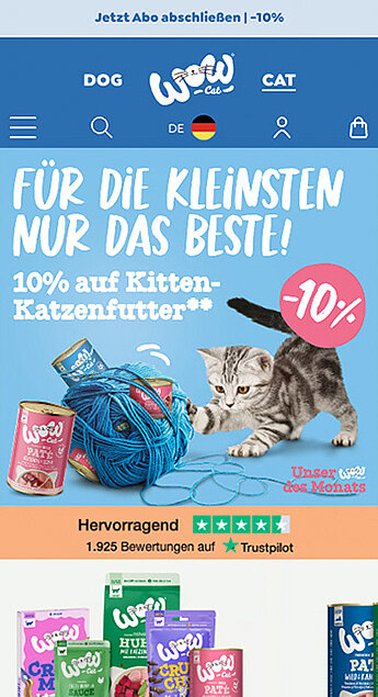 Mobilansicht Wow Cat Love Webshop.