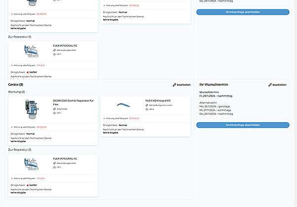 Zusammenfassung der Servicebestellung.