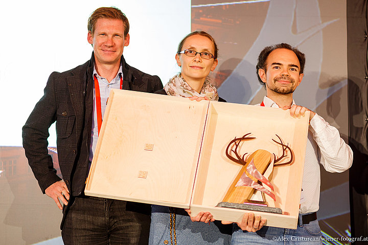 Dr. Philipp Pfaller, DI (FH) Claudia Köninger & Mag. Matthias Zeis bei der Anton Awards Verleihung