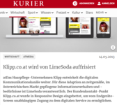 "Klipp.co.at wird von LimeSoda auffrisiert" von Kurier