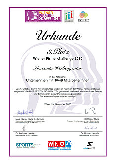 Urkunde 3. Platz Firmenchallenge für LIMESODA