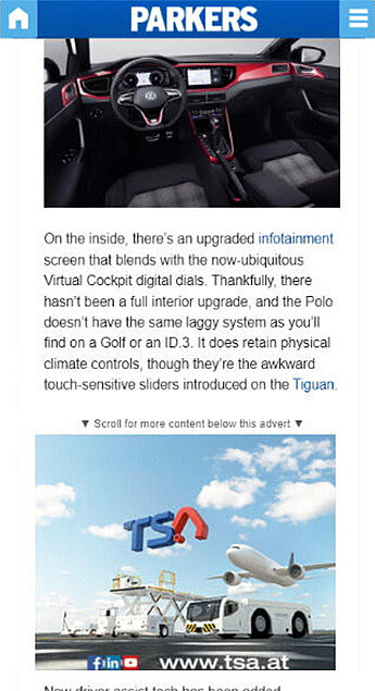 Sujet TSA in Artikel auf Mobilgerät.