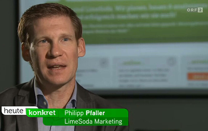 TV-Interview Philipp Pfaller LimeSoda CEO Philipp Pfaller beim ORF-Interview.