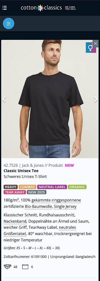 Mobilansicht einer Produktdetailseite (PDP).