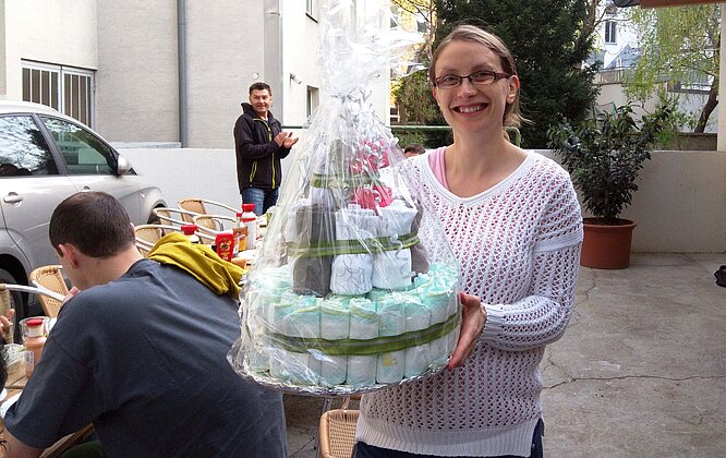 Windeltorte zum Beginn der Karenz