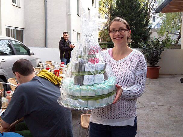Windeltorte zum Beginn der Karenz