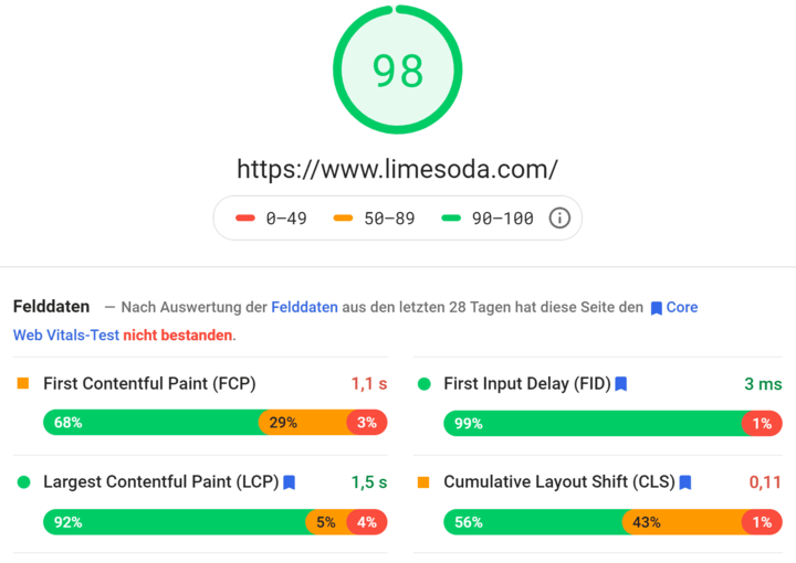 Screenshot Google PageSpeed Insights