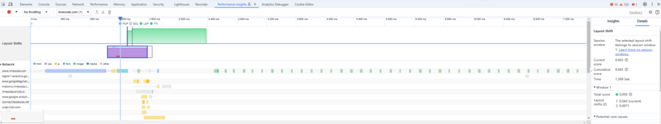 Cumulative Layout Shifts in den Performance Insights der Google Developer Console