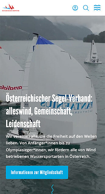 Mobilansicht der OeSV-Startseite. Handlungsaufforderung: Informationen zur Mitgliedschaft.