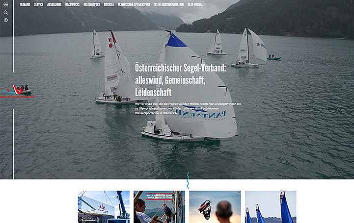 Desktop-Ansicht der OeSV-Startseite mit einer Regattaszene.