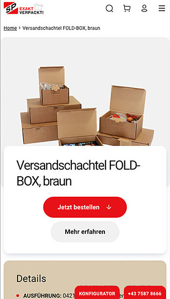 Mobile Ansicht: Versandschachtel FOLD-BOX, braun.