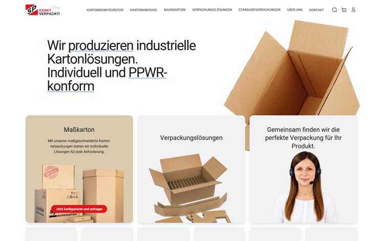 Startseite: SP-Verpackungen produziert industrielle Kartonagen.