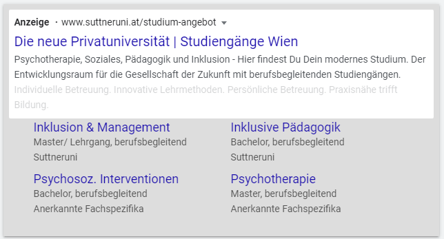 Responsive Suchanzeige